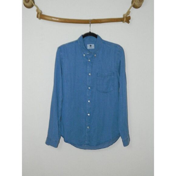 NN07 No Nationality Shirt  Blue Chambray Palk Slim Fit  Tencel ‎ Men's Small - Picture 2 of 10